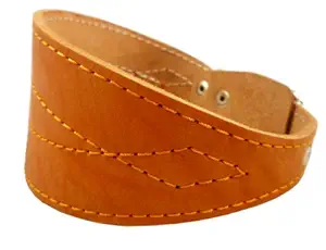 Orange Real Leather Tapered Extra Wide Greyhound Whippet Dog Collar 2.75