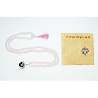 Necklace ROSE QUARTZ MALABEADS SHIVA THIRD EYE PENDANT Prayer Bead Mala With FREE ShaktiI Yantram
