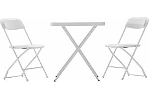Gardiun Set de Jardín Pleglable 1 Mesa+2 Sillas Bonaire Resina y Acero Blanco