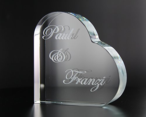 VIP-LASER 3D Glaskristall Herz incl. kostenloser Gravur mit zwei Wunschnamen Größe L (60x60x18mm) - 2