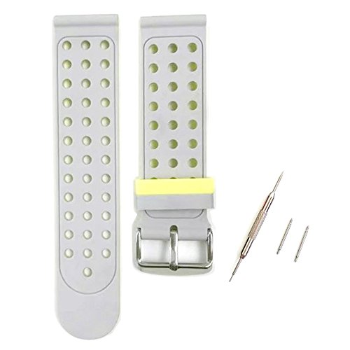 Fatetec 22mm Banda de la Correa Reemplazo Rápida Silicona Pulsera para Samsung Galaxy Gear S3 Pebble Time Samsung Gear 2 Moto 360 2nd LG G Watch W100 Urbane Watch Smart Watch Band (Gray Yellow)