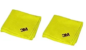 3M car care Microfibre Cloth (Yellow, 30.48 x 35.56 cm, Pack of 2)