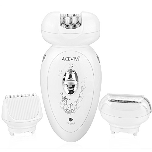 ACEVIVI Hair Removal Assembled 3-in-1 2-Level Speed Electric Epilator Shaver (White)