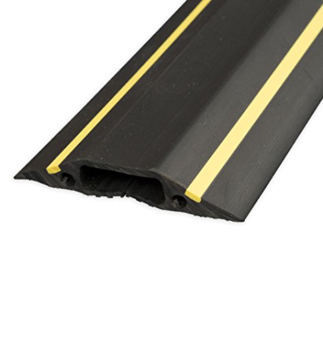 D-Line FC83H/9M Medium Duty Linkable Cable Protector/Floor Cable Cover | Cable Tidy Trip Protection | Prevent Cable Trip Hazards in Home & Office. 83mm Wide, 30x10mm Cable Cavity, 1.8m & 9m length - Black & Yellow
