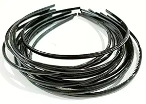 ANNA CREATIONS 12 Pcs Simple Fashion Plastic Elastic Hair Bands Wavy Hair Comb Black Headband Teeth Comb Shine Hairband Hoop Hair Accessory For Girls , Women Lady