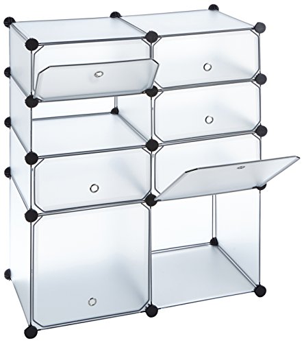 Regal Schrank Steckregal Badregal Kleiderschrank Kinderregal Kommode in Weiß Transparent mit 8 Fächern 95 cm Höhe - 2