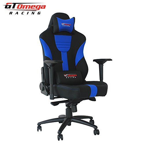 GT Omega MASTER XL Racing Office Chair Black and Blue Leather Esport Gaming seat