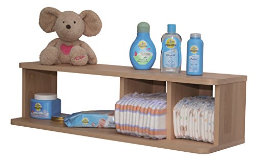 roba 6453 Nappy Shelf with 2 Movable Partitions Beech 21 x 80 x 24 cm