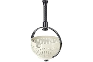 4All Salad Spinner Rotating Seive Easy Spin Centrifugal Dehydration Vegetable Washer Dryer BPA Free Kitchen Washing Filter with Foldaway Handle Reusable Manual Lettuce Spinner (Cream)