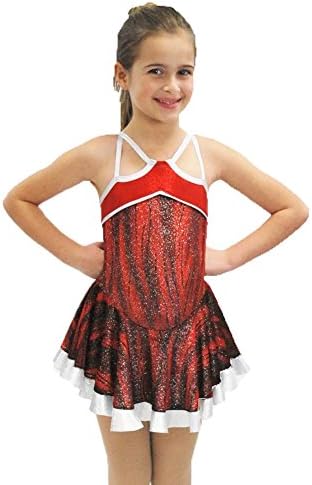 Big Girls Red Silver Glitter Velvet Dance Skate Fire And Ice Dress '6/7
