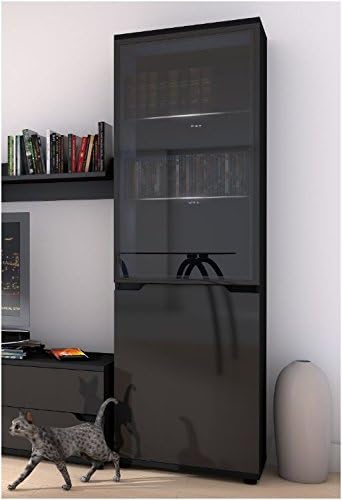 Aspire Black Gloss Display Cabinet Shelving Storage Unit (P980AS10) by furniturefactor