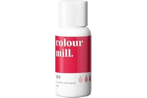 Colour Mill Colorant alimentaire alimentaire à base d'huile nouvelle génération pour crème au beurre, fondant, pâte à sucre, glaçage et chocolat – Rouge 20 ml