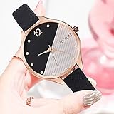 XiYuanShangMao Frauen Splei?en Farbe Uhren Lady Lederband Quarz Armbanduhren (Schwarz)