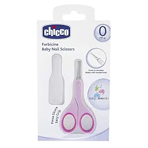 Chicco Baby Nail Scissor with Rounded Blade Ends for Safety, Easy Grip Handle, Grooming Accessory for Newborn Babies 0m+ (Pink)