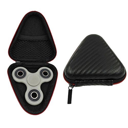 FEITONG Gift For Fidget Hand Spinner Triangle Finger Toy Focus ADHD Autism Bag Box Carry Case Packet (black)