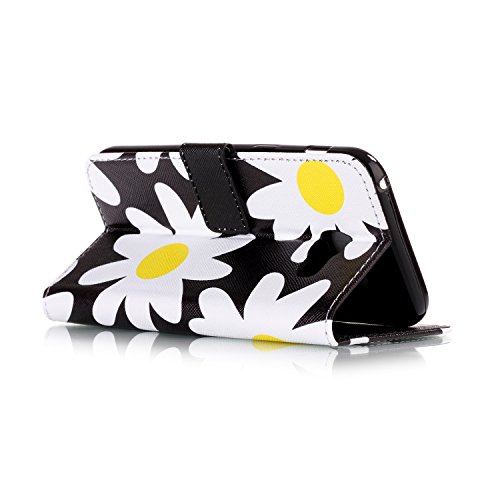 Galaxy A5 2017 Hülle,Samsung Galaxy A5 2017 Handyhülle Brieftasche,Elegante Weiß Blumen Muster Leder Schutzhülle Case Etui im Bookstyle Weiche Inner Magnetverschluss Protektiv Flip Hülle Tasche Wallet Telefon-Kasten Case Cover mit[Ständerfunktion] und [Kartenfächer]für Samsung Galaxy A5 2017+1xSchwarz Glitzer Bling Eingabestift-Weiß Blumen - 2