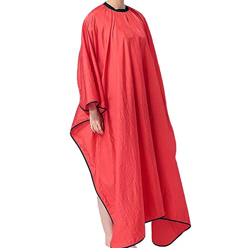 Hair Salon Cape Waterproof Hair Cutting Apron Barber Bibs -Red