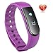 Produktbild Fitness Tracker mit Herzfrequenz Monitor, qimaoo Bluetooth 4.0 Smart Armband Sport Herzfrequenz Monitor mit Activity Tracker Pedometer/Schritt/Kalorienzähler/Sleep Tracker für iPhone IOS und Android Handy Smartphones, violett