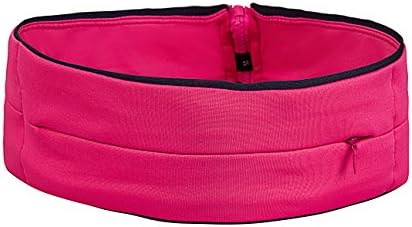 Running Belt Waist Pack with 3 Large Security Pockets and Zipper, Fits All Size Phones Passport and More, Extra Wide Spandex Fanny Pack For Men, Women, Hiking, Travel, Workouts, Sports, Training