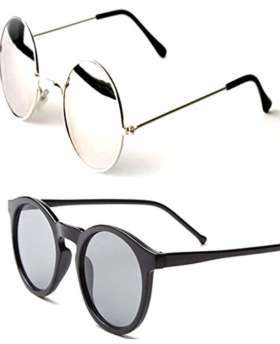 Y&S Round Mirrored Unisex Sunglasses (RS-SRW-01-17|28|Silver) - 2 Boxes