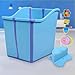 Produktbild MMM- Kind Badewanne Faltbare Badewanne Barrel Kleinkinder und kleine Kinder Große Baby Badewanne Eimer Kind kann Waschbecken Badewanne sitzen (Farbe : Blau, größe : Kleine)