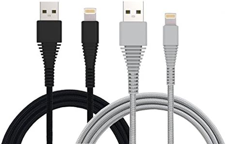 Rugged/Tough Nylon Braided Lightning Cable 1M (Tangle-Free) for iPhones, iPads, AirPods, iPods and More (Black) from JJN