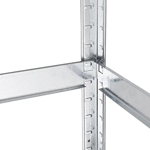 Lagerregal, Metall, verzinkt, Tragkraft 875 kg, 5 Böden, silber, 90x40x180 Steckregal Kellerregal Schwerlastregal Werkstattregal Regal - 5