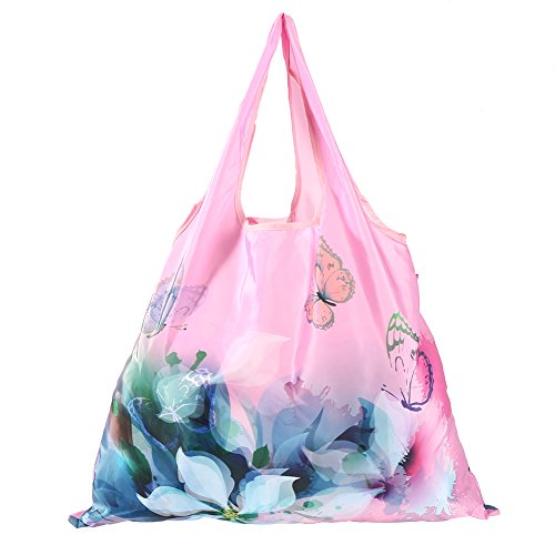 Yvonnelee Fashion Style Tote shopping bag pieghevole shopper riutilizzabile supermercato per ragazze e donne idrorepellenti Big Size max carico 49,9 kilogram Pink