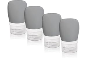 LELE LIFE Lot de 4 flacons de voyage portables en silicone, anti-fuite, compressibles, pour articles de toilette, conteneurs rechargeables pour shampooing, 38 ml