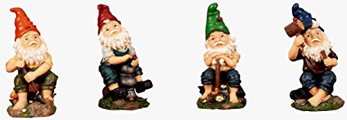 4 Lustige Gartenzwerge Gnome 22cm NEU Gartenzwerg NEU