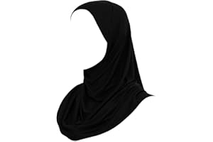 MSZSA Pre-Teen Girls Instant Hijab - One piece Amira Head Scarf, Black