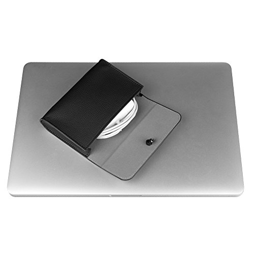 Fintie Schutzbeutel Tasche aus Kunstleder zum Verstauen elektronischen Zubehör Elektronische Organisator Tragetasche Reisetasche für MacBook Maus / Netzadapter / Kabel / SSD / HDD Enclosure / Powerbank, Schwarz - 3