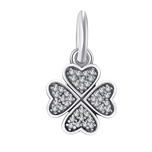 CHANGEABLE Hierba Afortunada Abalorio de Mujer de Plata de Ley