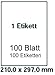Produktbild pripa - Etiketten 210 x 297 - 1 Stueck auf A4 - 100 Blatt - gelb - DIN A4 selbstklebende Etiketten 3478