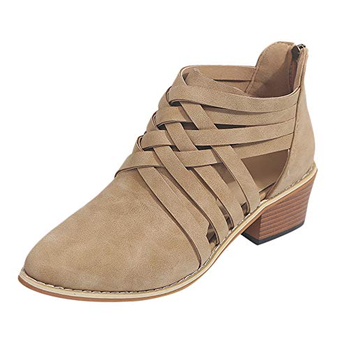 Preisvergleich Produktbild Stiefel Damen, LANSKIRT Frauen Stiefeletten Herbst Schuhe Ankle Solid Römer Kurze Stiefel Einzelne Schuhe