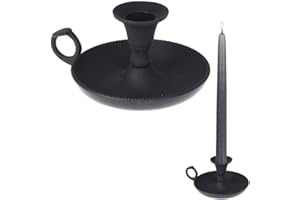 Vilde Świecznik z uchwytem z aluminium czarny styl retro na świece prętowe