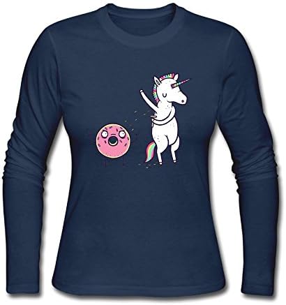 HappySL Unicorn and Donuts Dancing Women's Soft Long Sleeve Round Neck Pullover Sweatshirt Pullover Shirt Tops