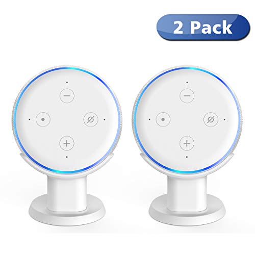 HomeMount Soporte para Dot 3ra Generation - Soporte de Escritorio para Montaje, Mejora la Visibilidad y Apariencia del Sonido, Estuche de Seguridad Compacto en cocinas, baño, 2- Pack (Blanco)