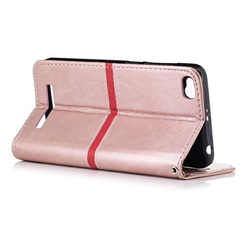 Erdong   Tapa Funda para Xiaomi Redmi 4A 5 0    Oro rosa  Doble color Cierre Magn  tico Cartera Carcasa PU Cuero Tapa Cover Bookstyle Cartera TPU Case Con Funci  n de Soporte Cover para Xiaomi Redmi 4A 5 0 