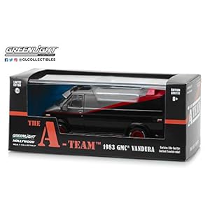 Greenlight Collectibles 86515, A-TEAM DieCast Furgone GMC VANDURA 1983 12cm, Scala 1/43, Nero - immagine 8