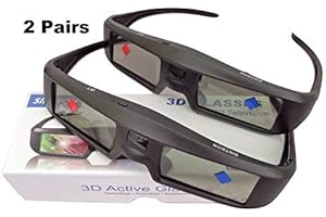 Sintron 3D Active Shutter Glasses Rechargeable ST07-BT For RF/Bluetooth Sony, Panasonic, Samsung 3D TV & Epson 3D projector, 3D Glasses Eyewear Compatible TDG-BT500A TY-ER3D5MA TY-ER3D4MA (2 Pairs)
