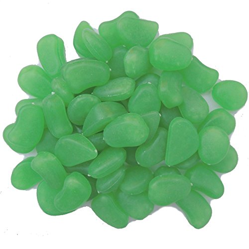 YSD 100 PCS Handgefertigtes Grün Glow Pebbles Stein phosphoreszierende Deko Steine für Garten Weg oder Brunnen Aquarium Durchgang, Yard & Fish Tank Dekorative Steine - 3