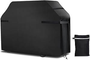 GARPROVM BBQ Cover,Large Barbecue Covers,Heavy Duty Outdoor Gas Grill Cover with Reflective Strips,Waterproof,Rip-proof,Dust-proof for Outback,Weber,Char Broil,Brinkmann (Black, 170 x 61 x 117 cm)