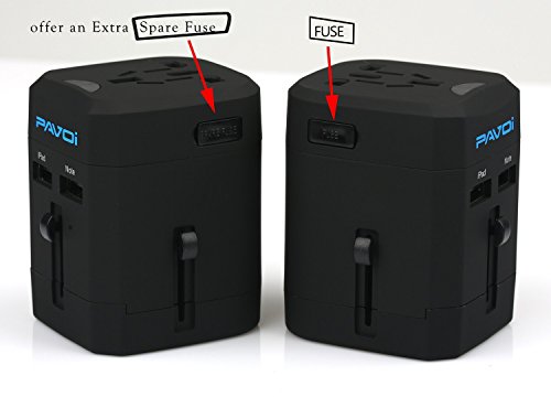 Pavoi All-in-One Reiseadapter Weltreiseadapter Universal Netzadapter Reisestecker Adapter Steckdosenadapter reise adapter Netz-Reiseadapter (USA UK EU AU) + 2.5A DUAL USB - 3