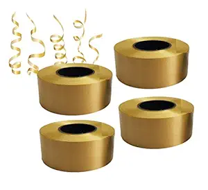 Birthday Popper Golden Curly Ribbon (Set of 4) Balloon Ribbon Roll DIY Gifts Crafts Foil Curling for Christmas/Wedding Birthday Gift Wrapping Party Decoration Supplies Kids Baby Show Party Gift