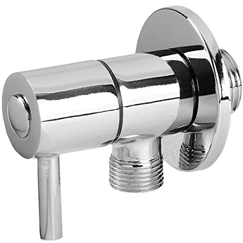 Design Eckventil 1/2 Zoll Wandanschluss und 3/4 Zoll Anschluss Messing verchromt Kugelhahn mit Keramik Dichtung