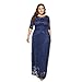 Produktbild WWricotta Women Solid Oversize Vintage Floral Lace Plus Size Cocktail Formal Swing Dress(Marine,XXXXXXL)