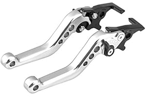 KIMISS Coppia di Leve Freno a Doppio Disco-Leva Freno Frizione Moto-Leva del Freno, 1 Paio Leva del Freno a Doppio Disco con Modifica allo Scooter in Lega di Alluminio CNC Universale(Bianca)