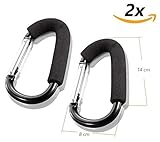 PRAKTISCH UND VIELSEITIG: Die Kinderwagenhaken können auch als Tragehilfen für Einkaufstaschen in der Hand genutzt werden, oder als Befestigung im Auto, oder oder oder...