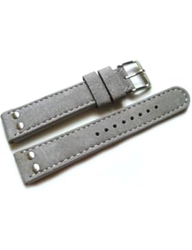 Orig. Watchband Berlin - Uhrenarmband - Wasserbüffel - 2 Nieten - grau - 22 mm